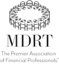 MDRT logo showing circular arrangement of seated figures with text "The Premier Association of Million Dollar Professionals