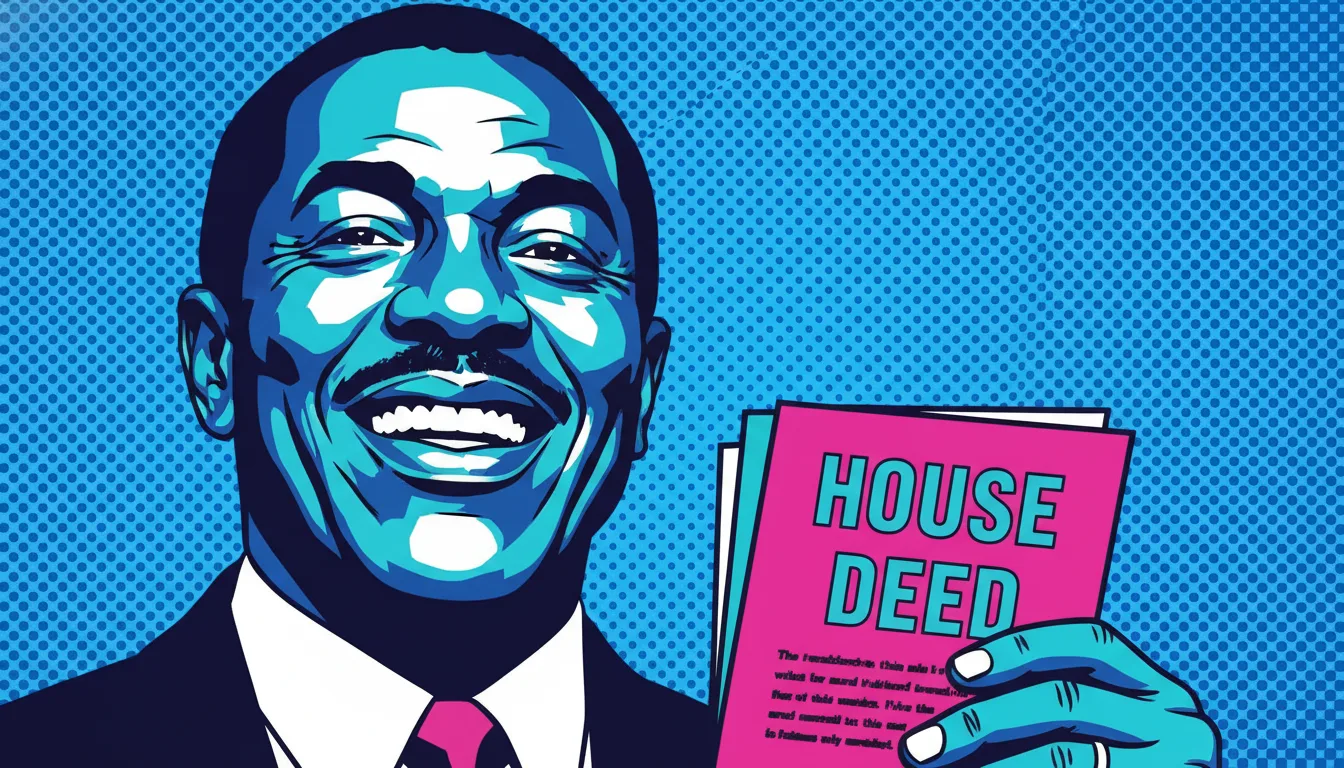 Older Black man holding a house deed, smiling confidently, in reference to durable versus general power of attorney.
