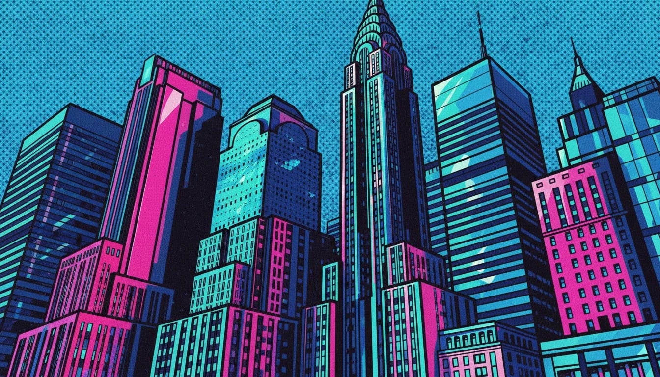 The Manhattan Skyline, in reference to estate disputes in New York.