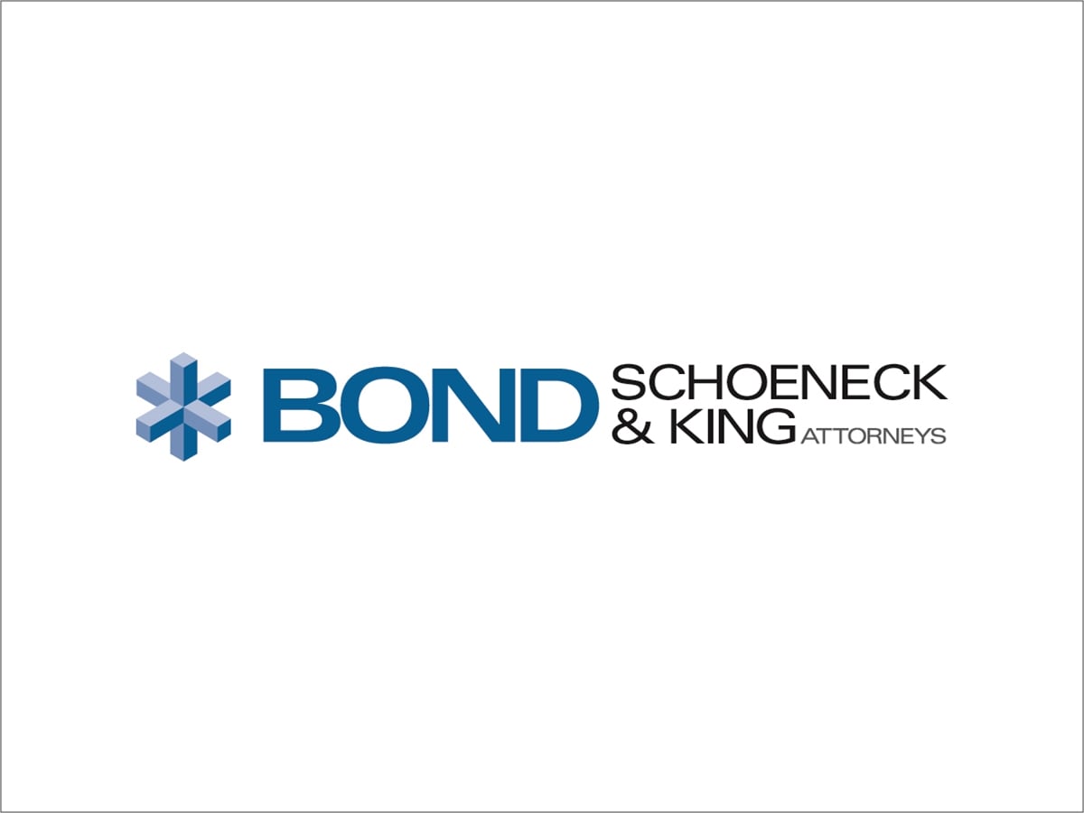 Bond Schoeneck & King Attorneys logo with blue geometric symbol and black text on white background