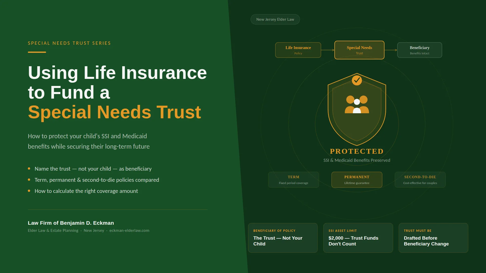 Life Insurance and Special Needs Trusts in New Jersey