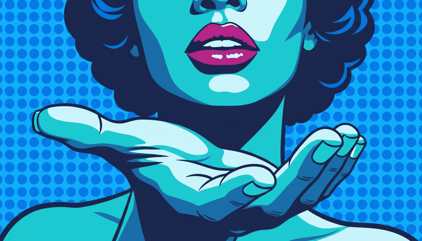 A Black woman extending a hand, palm up, offering